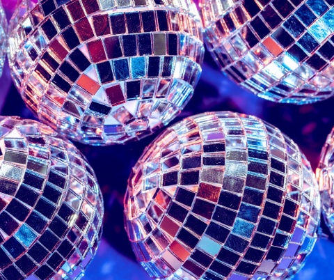 Disco balls in blue and purple