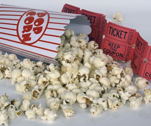 Popcorn and movie tickets