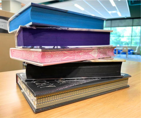 Stack of books with painted edges